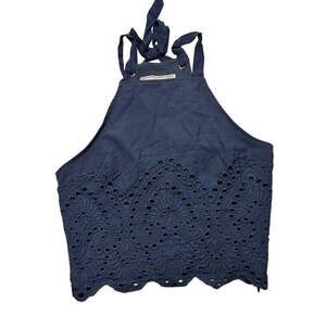 Abercrombie Vintage Boho Eyelet Size XS Embroidered Crotchet Halter Top